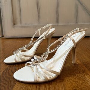 White ALDO Heels with Diamond Accessories